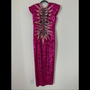 Alyce designs beaded gown size 12 100% silk maxi dress